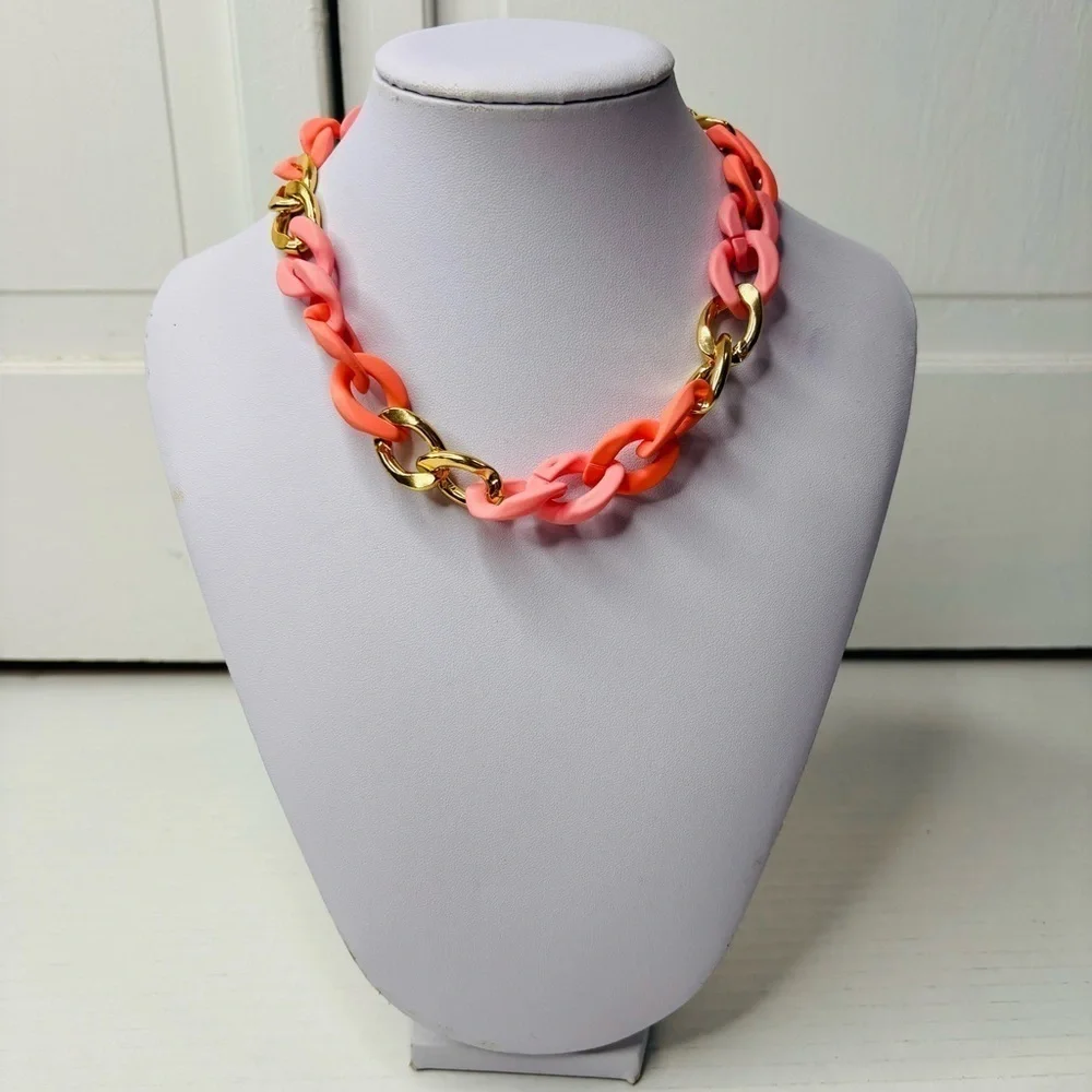 New ADORNIA Pink Curb Chain Necklace
